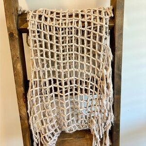 Neutral fishnet-style infinity scarf